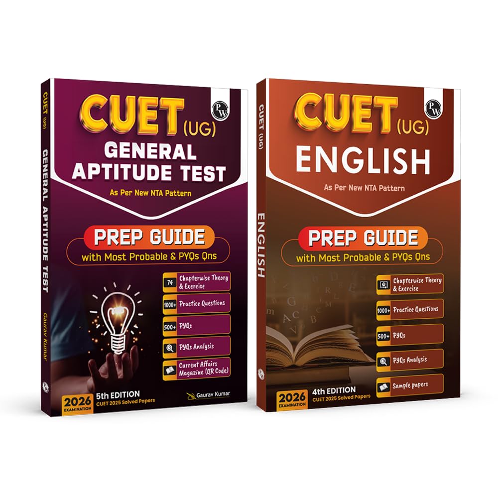 PW CUET UG Entrance Exam Books 2026 – General Test (GT/Section III) & English, Chapterwise